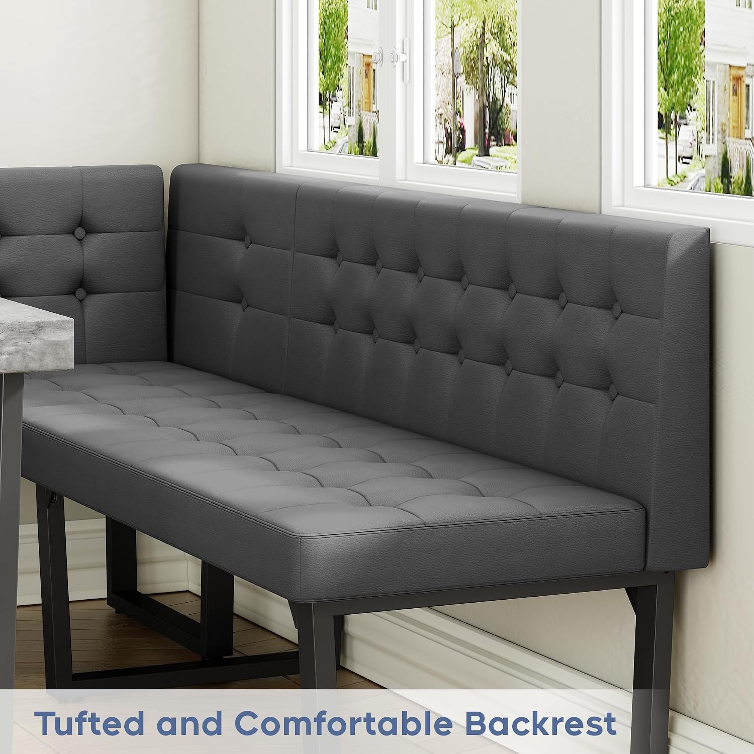 Grey Storage Banquette Corner Dining Set 5 Piece