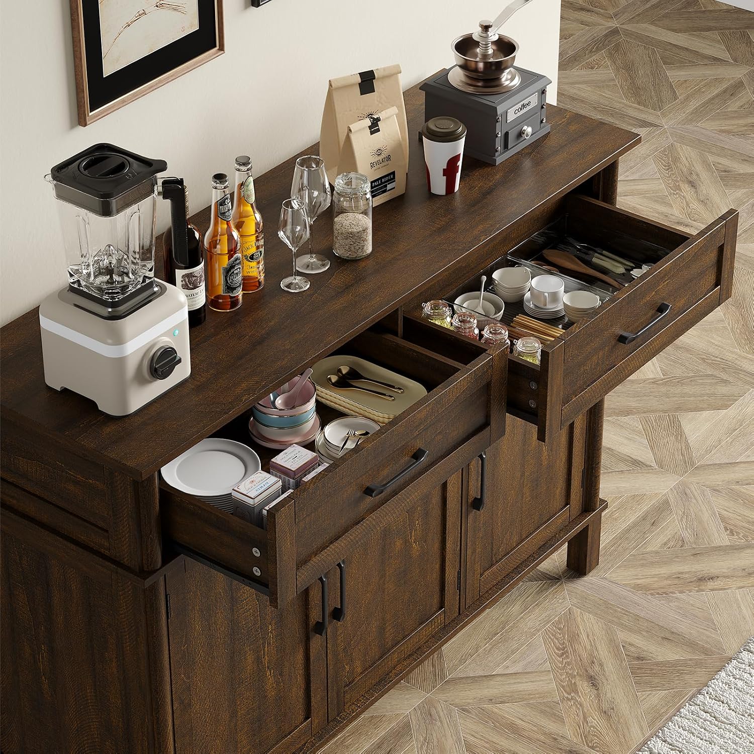 Brown Farmhouse Storage Sideboard