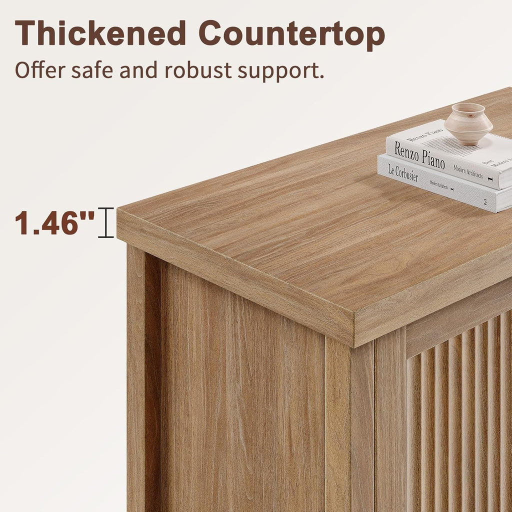 Oak Fluted Storage Sideboard Cabinet
