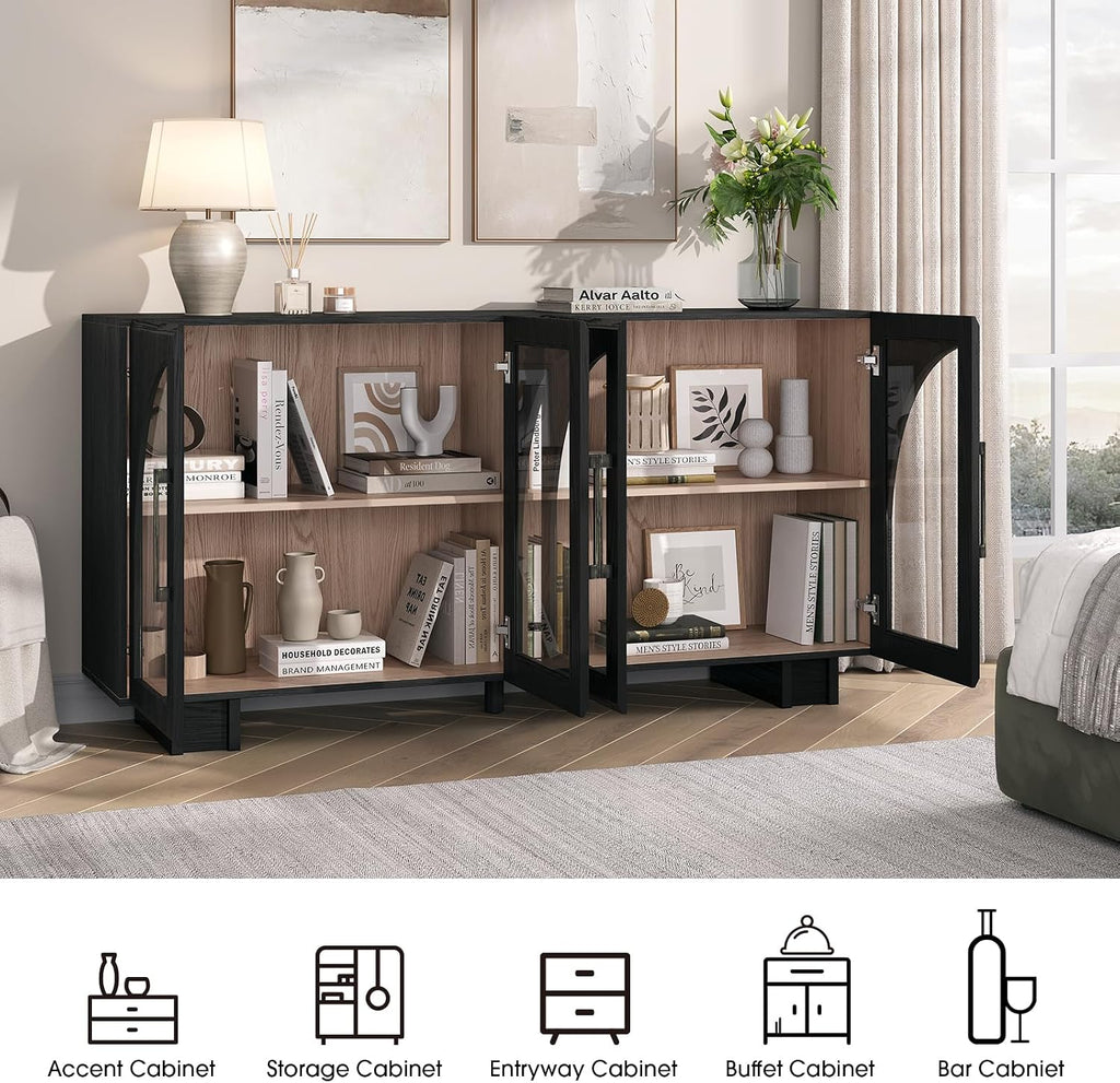 Black Arched Glass Door Sideboard