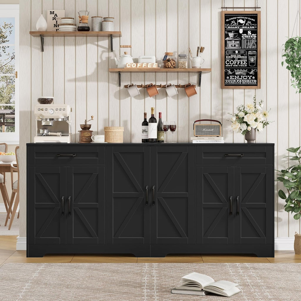 Black Farmhouse Barn Door Sideboard