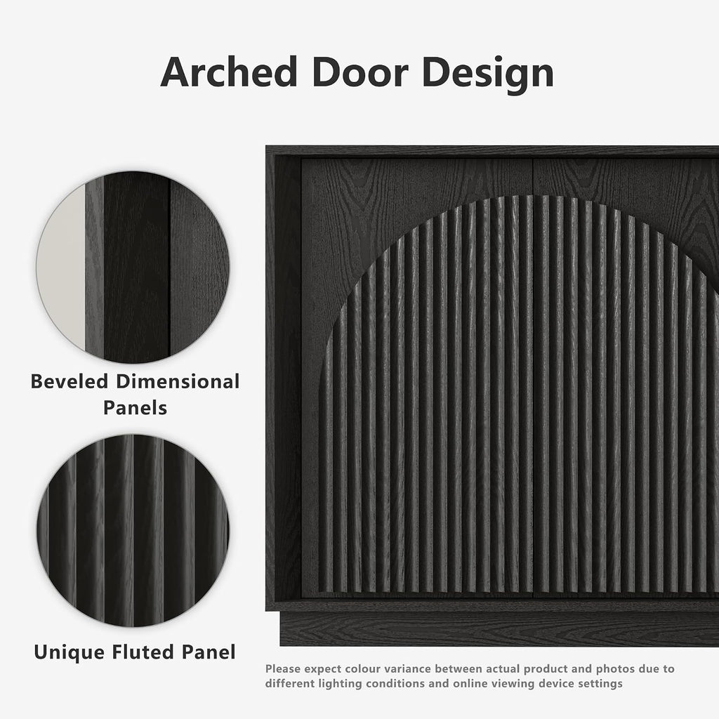 Black Fluted Arch Sideboard Cabinet