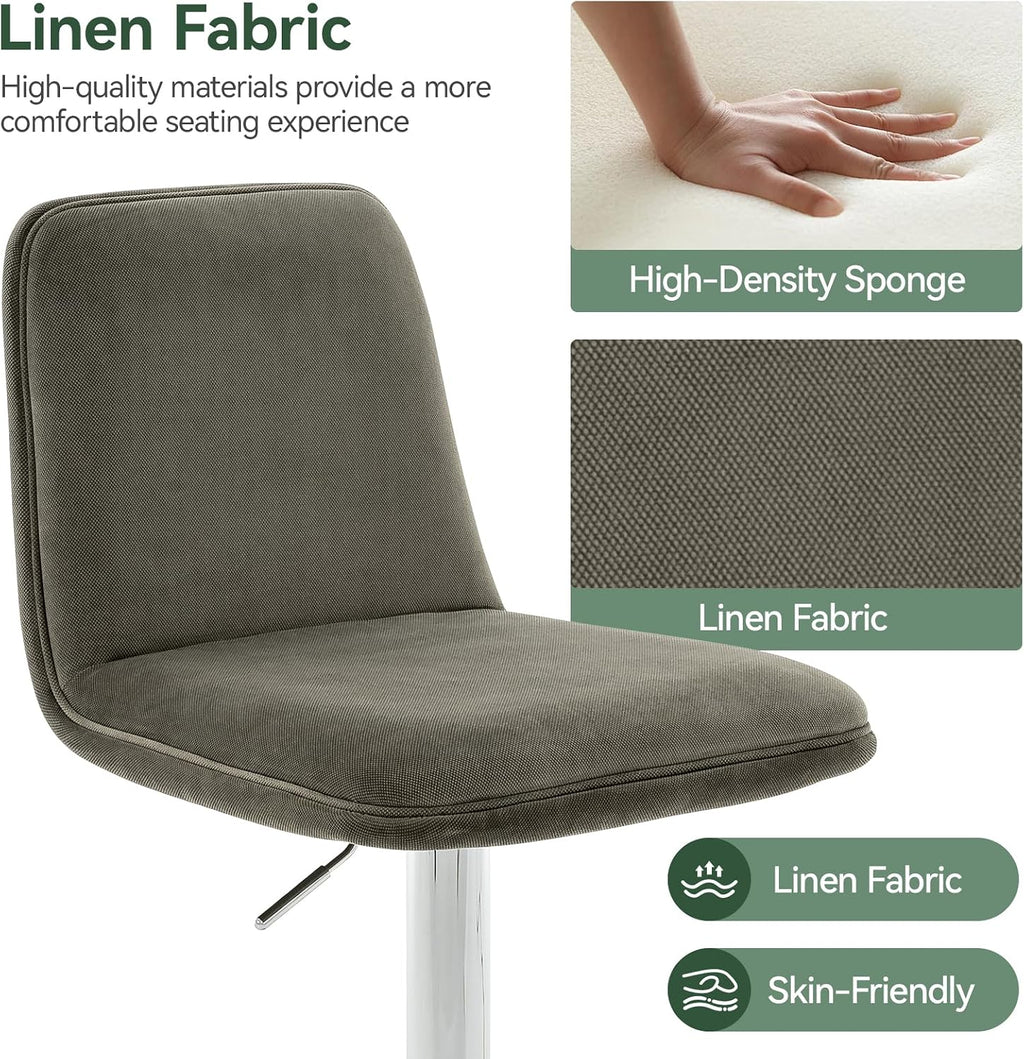 Grey Green Adjustable Swivel Bar Stools