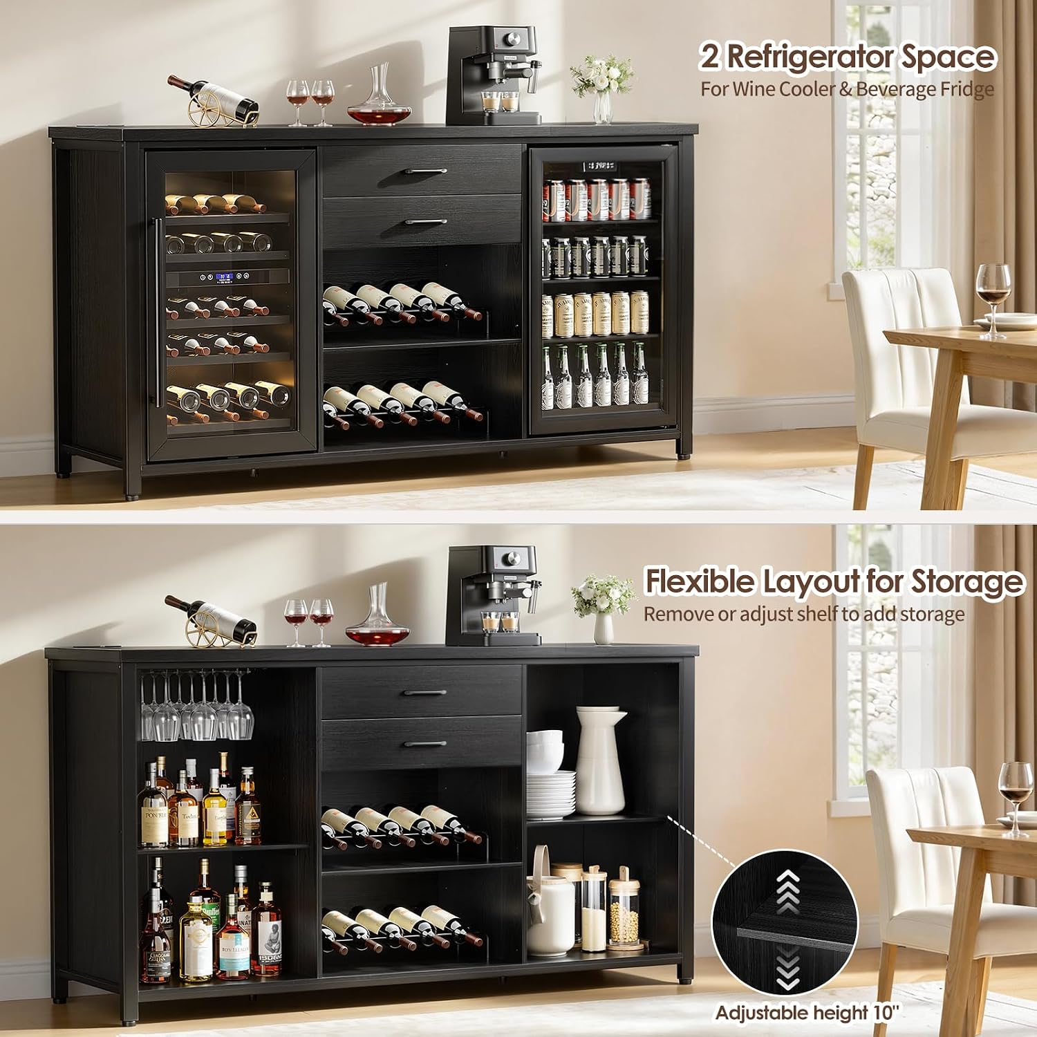 Black Farmhouse Coffee Bar Sideboard