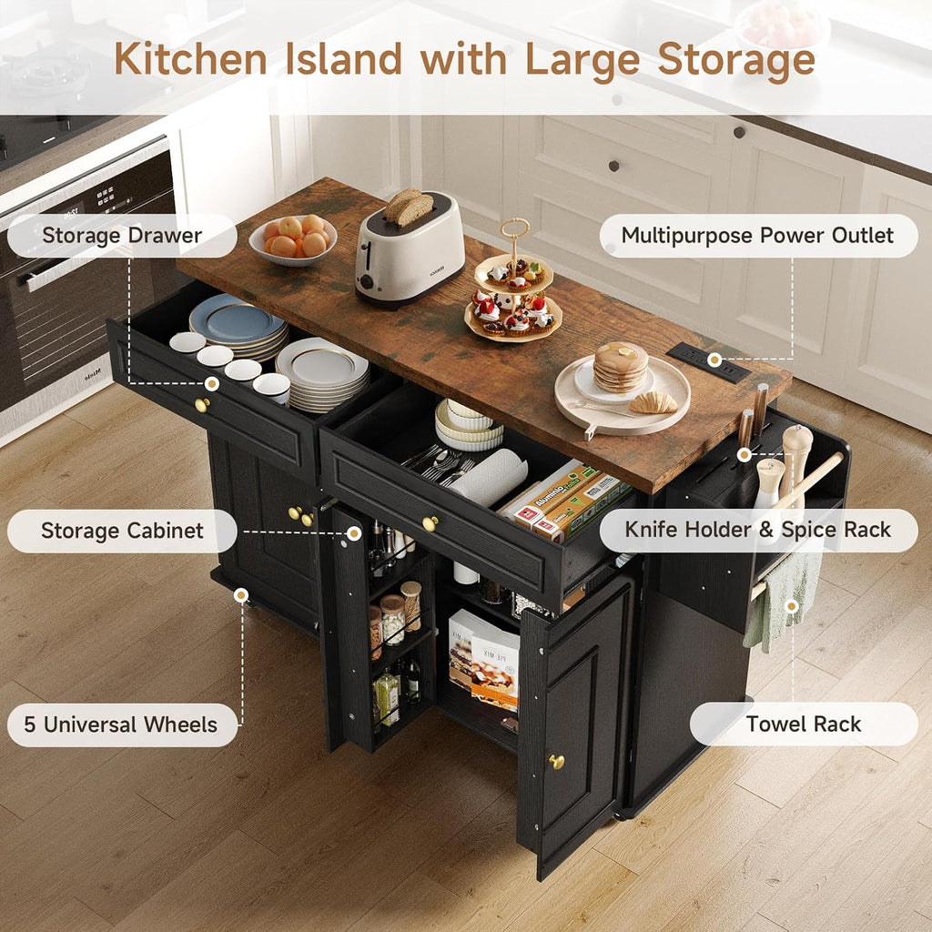 Power Rolling Kitchen Island Cart