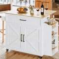 White Rolling Power Kitchen Island Cart