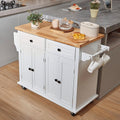 White Wood Top Rolling Kitchen Island