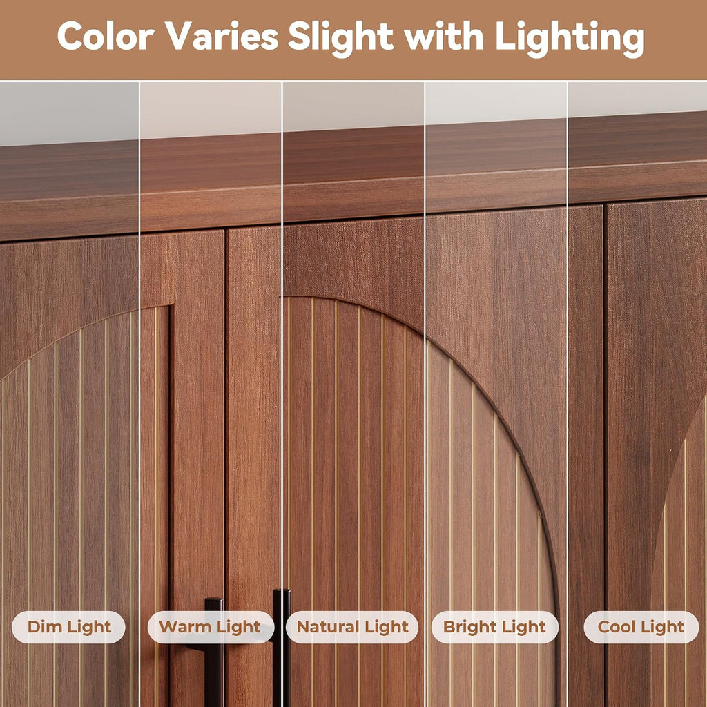 Walnut Fluted Arched Sideboard Cabinet