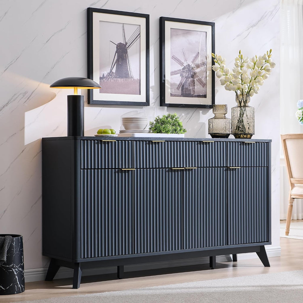 Dark Grey Fluted Storage Sideboard