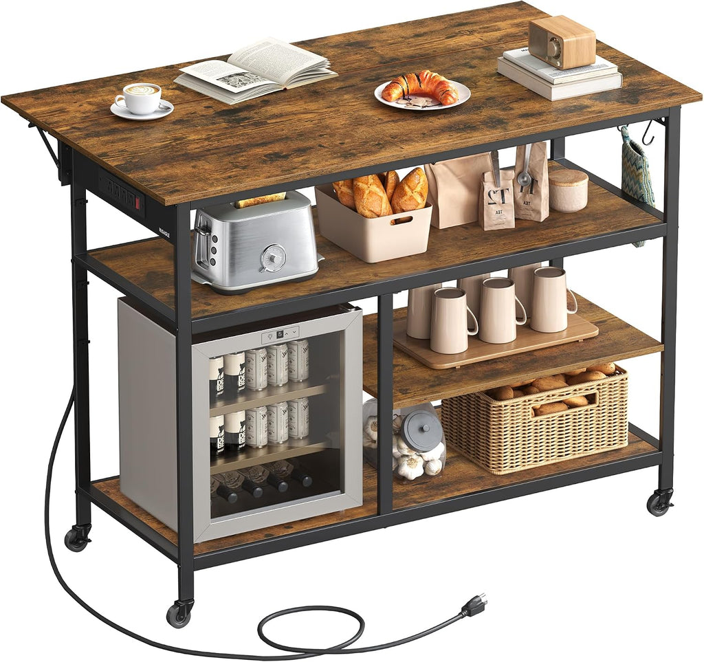 Rustic Brown Rolling Kitchen Island Cart