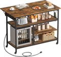Rustic Brown Rolling Kitchen Island Cart