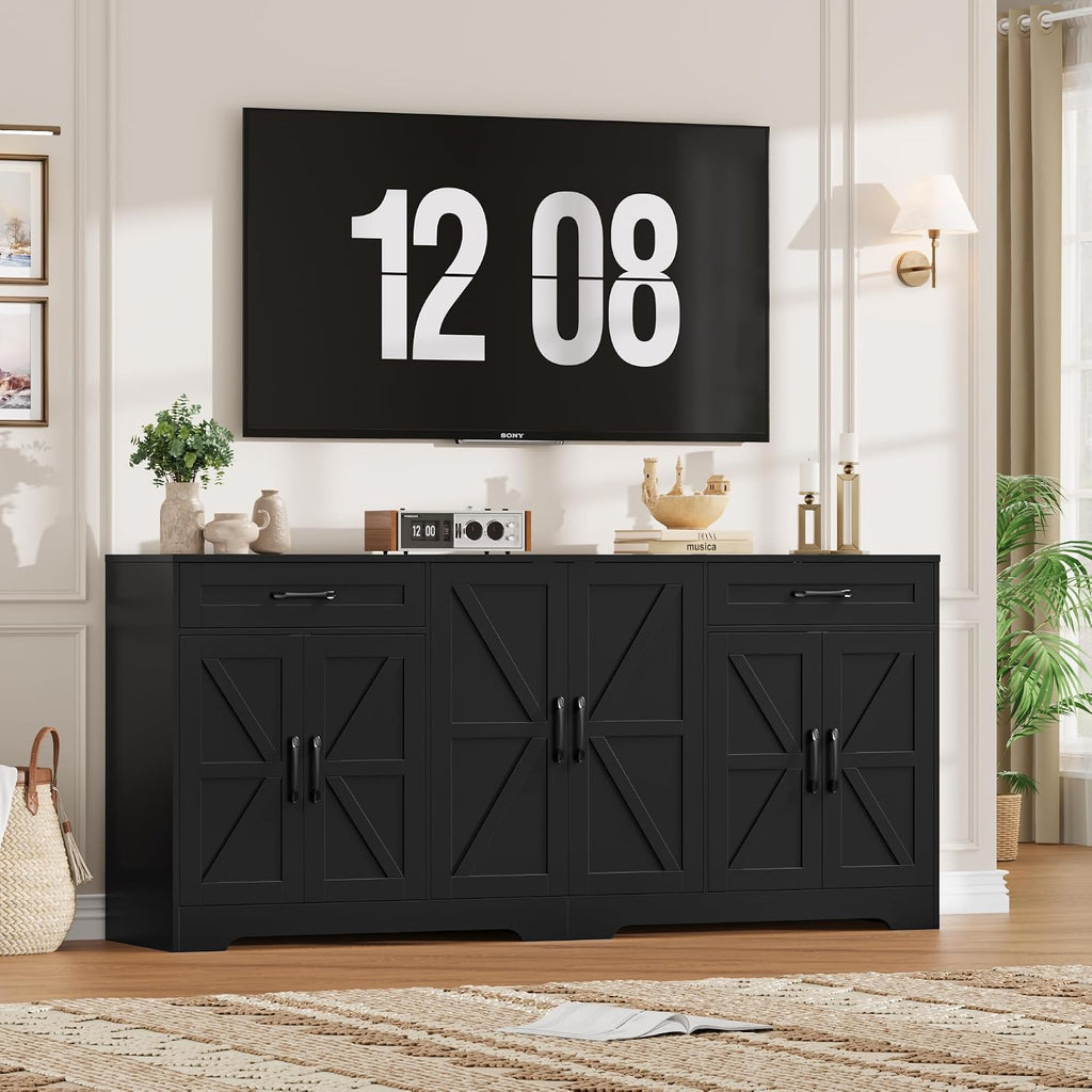 Black Farmhouse Barn Door Sideboard