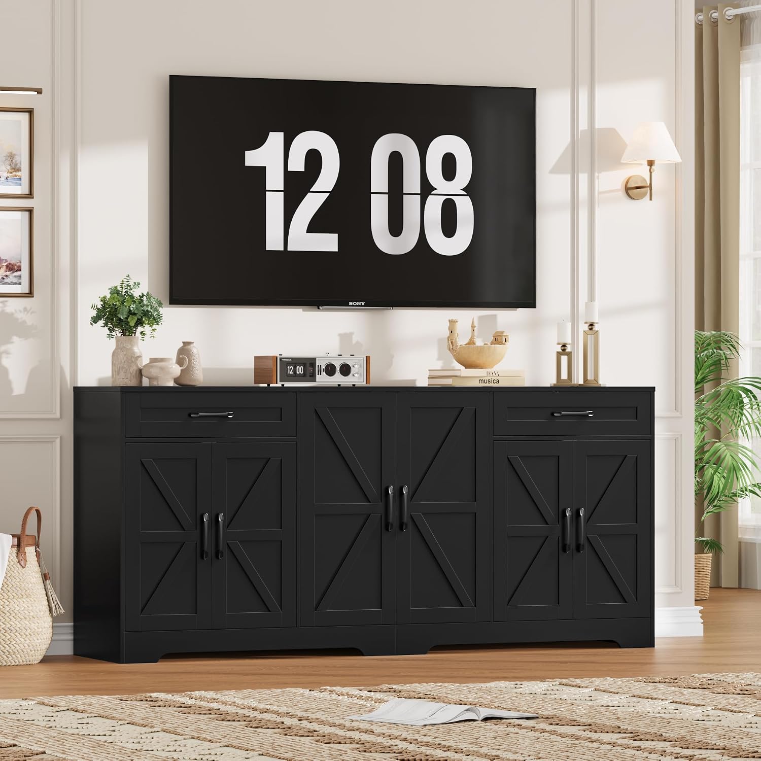 Black Farmhouse Barn Door Sideboard