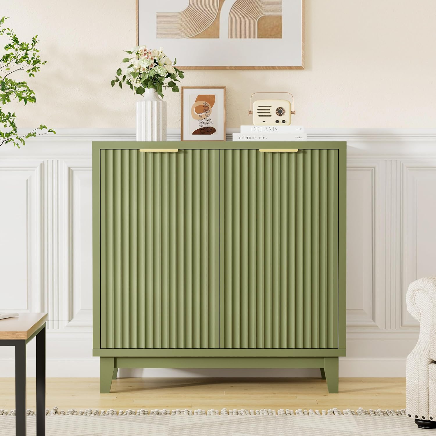 Green Fluted Mid-Century Sideboard