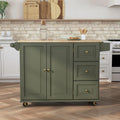 Green Wood Top Rolling Kitchen Island