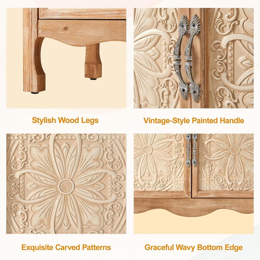 Grain Farmhouse Storage Sideboard Cabinet