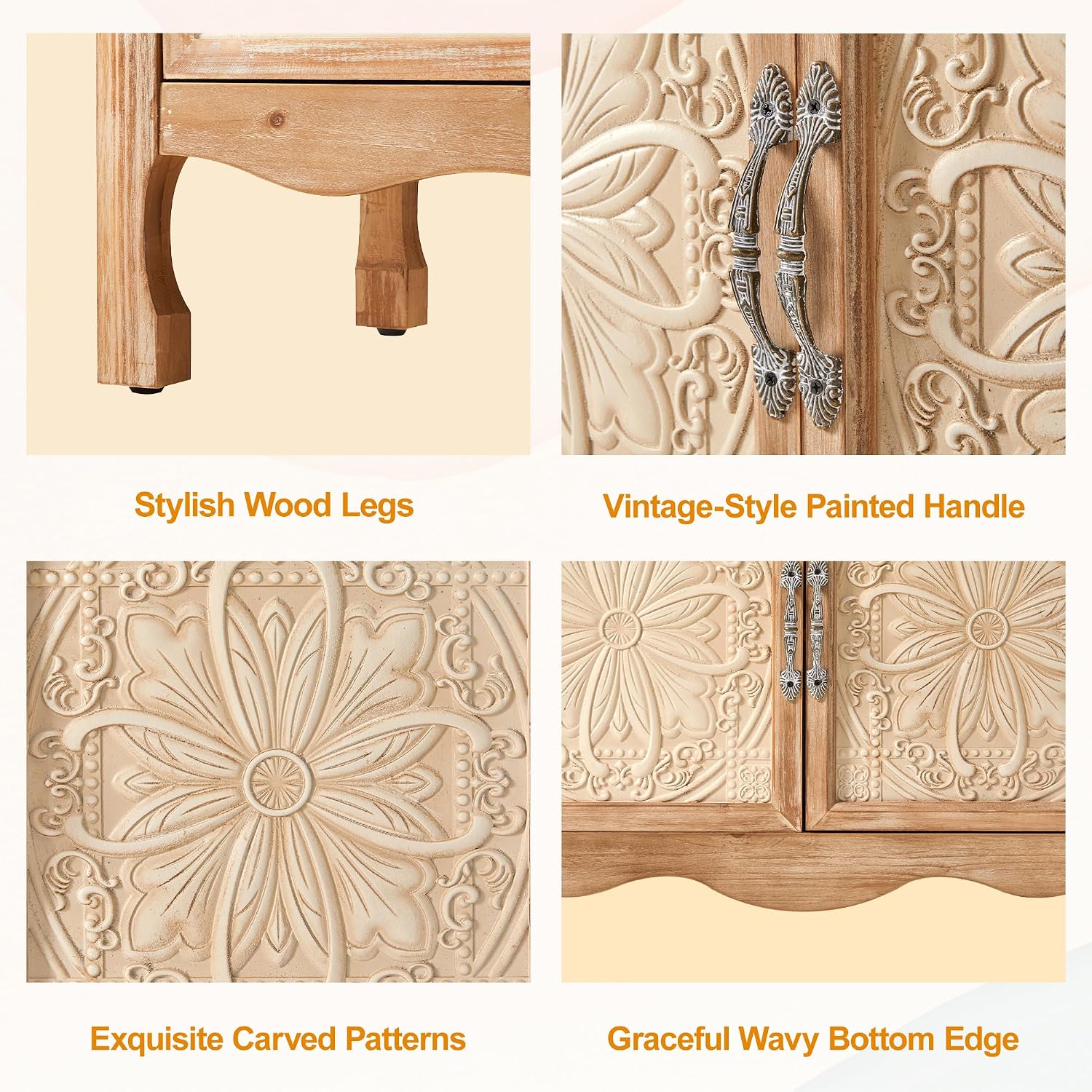 Grain Farmhouse Storage Sideboard Cabinet