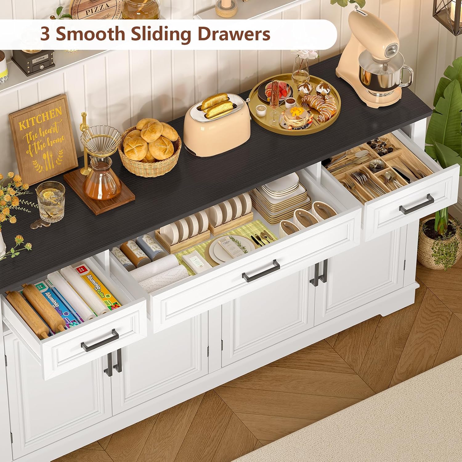 White Large Storage Sideboard Cabinet
