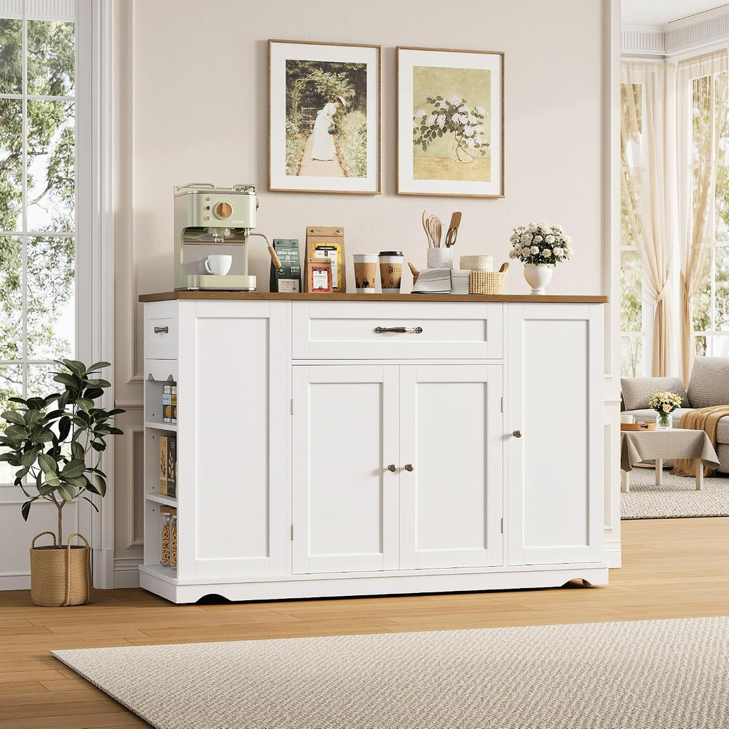 White Rolling Storage Kitchen Island
