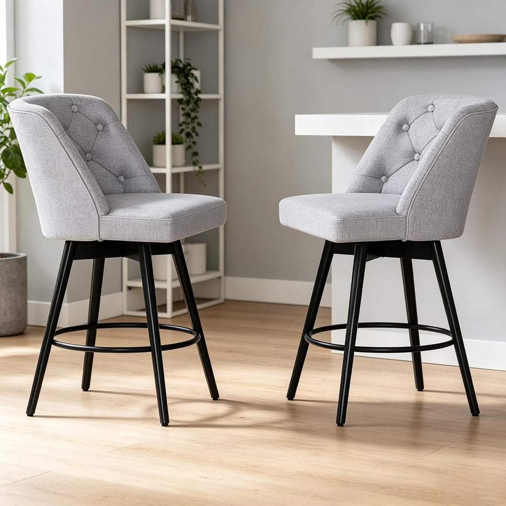 Performance Fabric Swivel Bar Stools Set of 2
