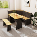 Jet-Black L Shaped Corner Breakfast Nook Dining Set