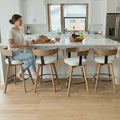 White Linen Swivel Bar Stools Set of 4