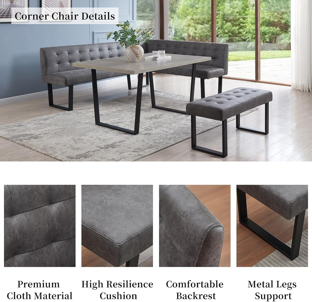 3 Piece Corner Bench Dining Table Set