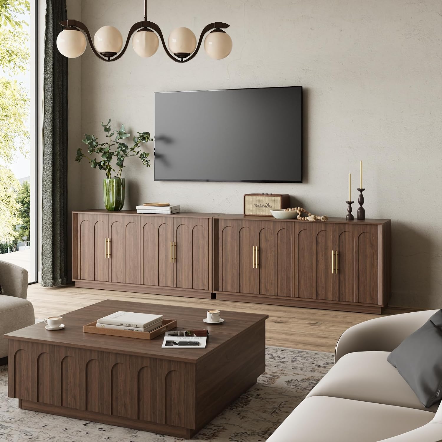 Walnut Arched Mid-Century Sideboard