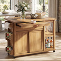 Natural Rolling Storage Kitchen Island