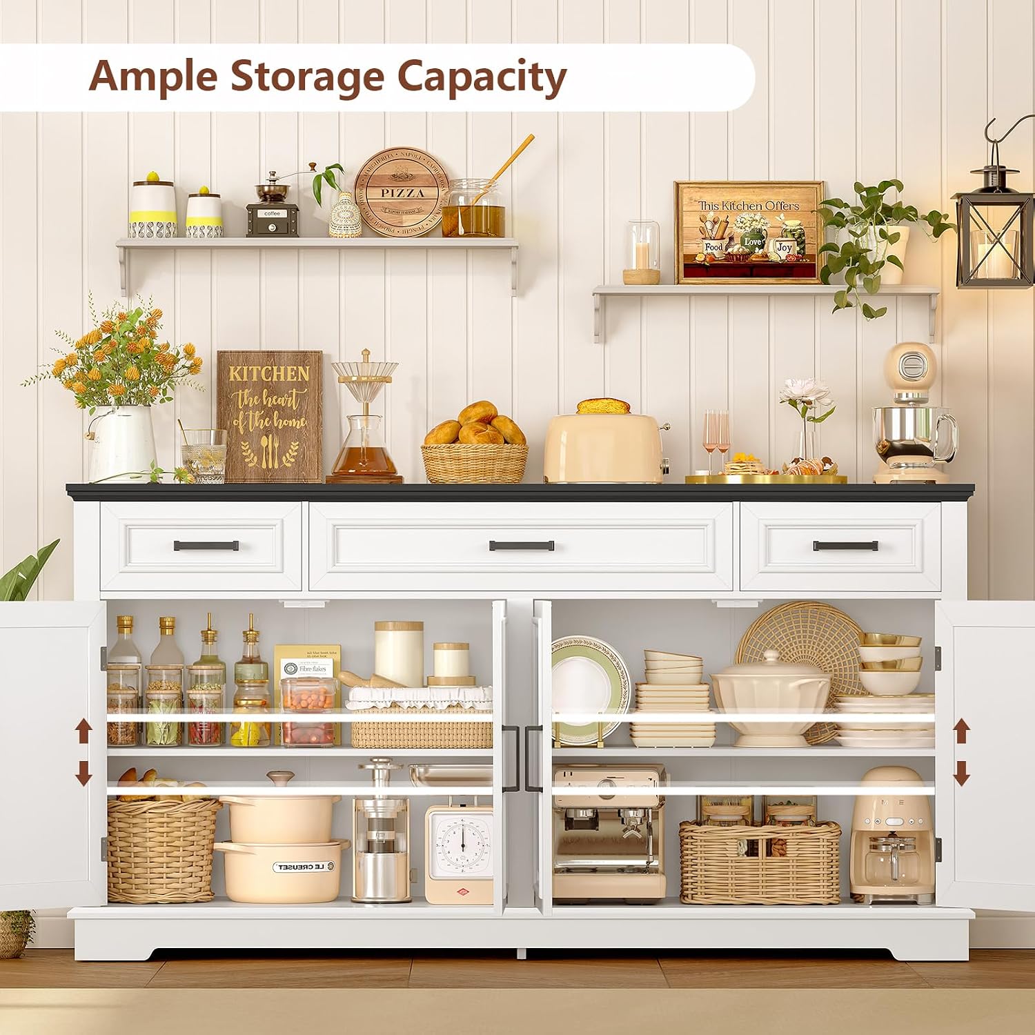 White Large Storage Sideboard Cabinet