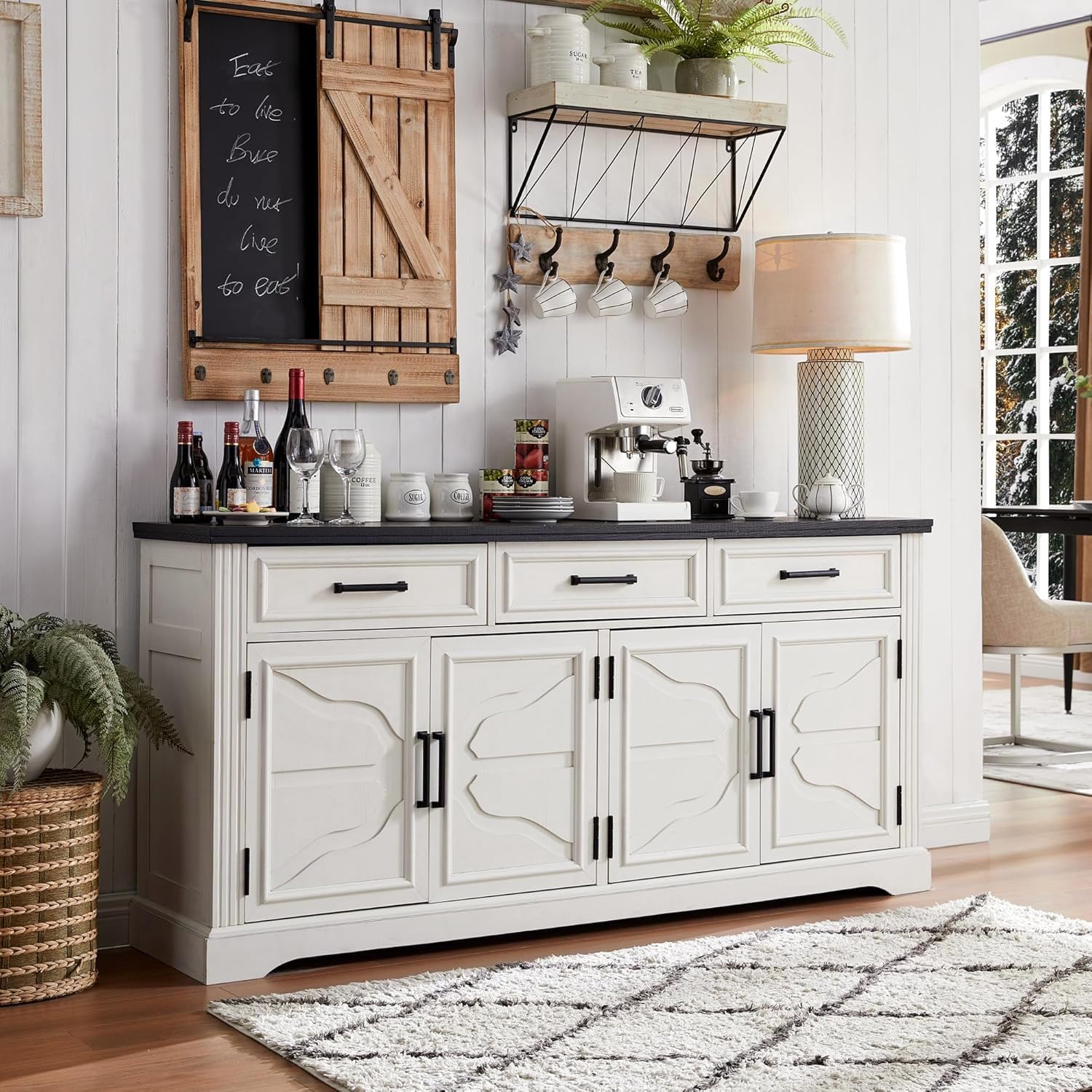 Off White Farmhouse Cloud Door Sideboard