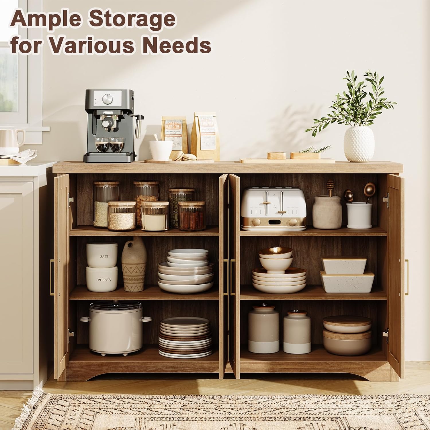 Oak Fluted Storage Sideboard Cabinet