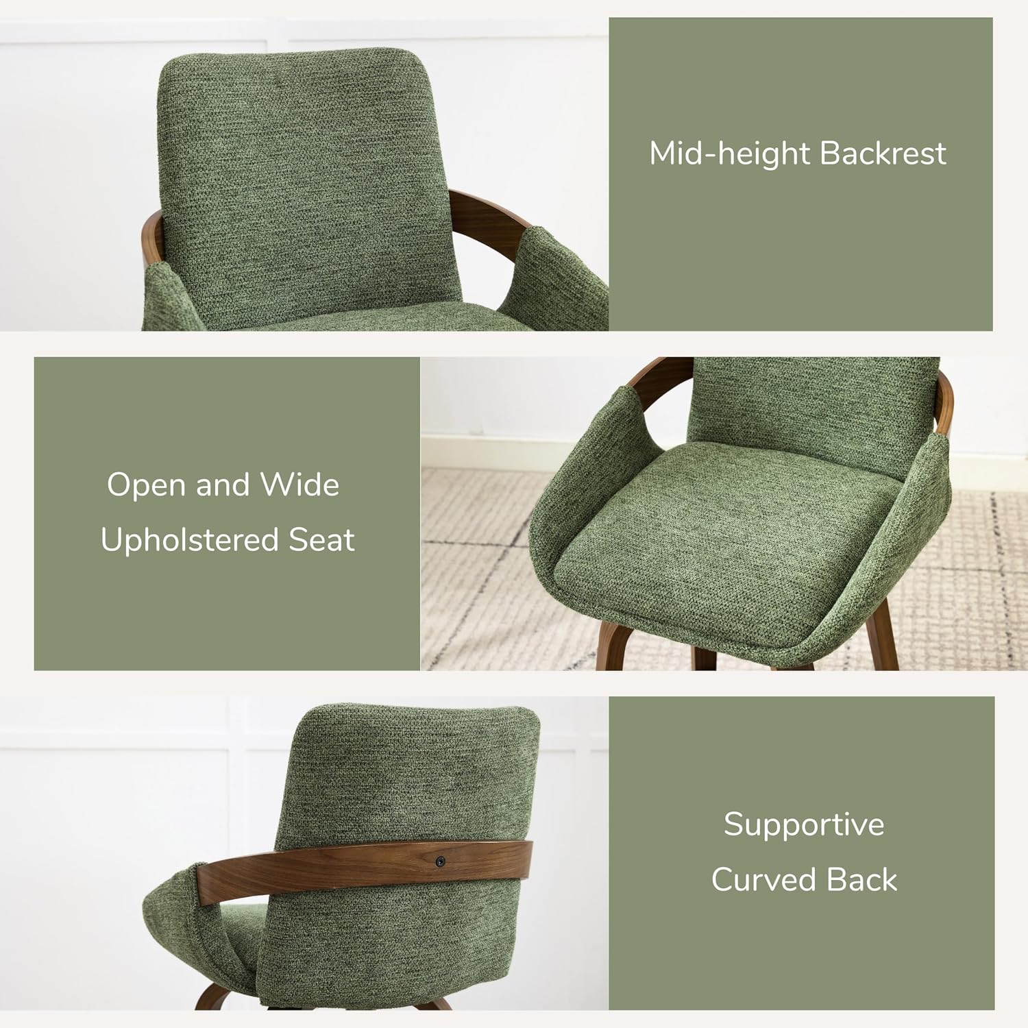 Moss Green Bentwood Swivel Counter Stools Set of 2