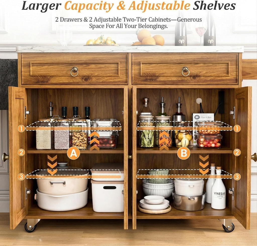 Farmhouse Rolling Power Kitchen Island