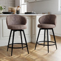 Brown Fabric Swivel Counter Stools Set of 2