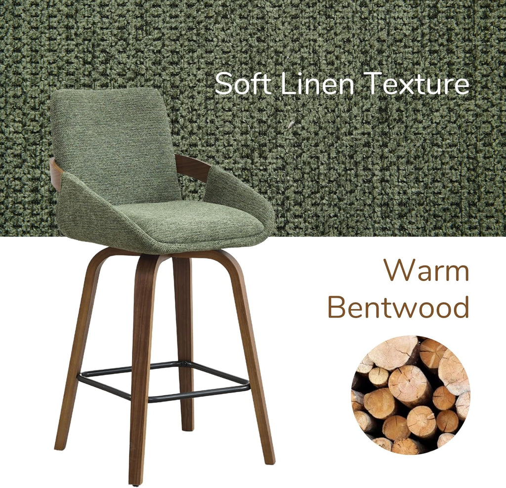 Moss Green Bentwood Swivel Counter Stools Set of 2