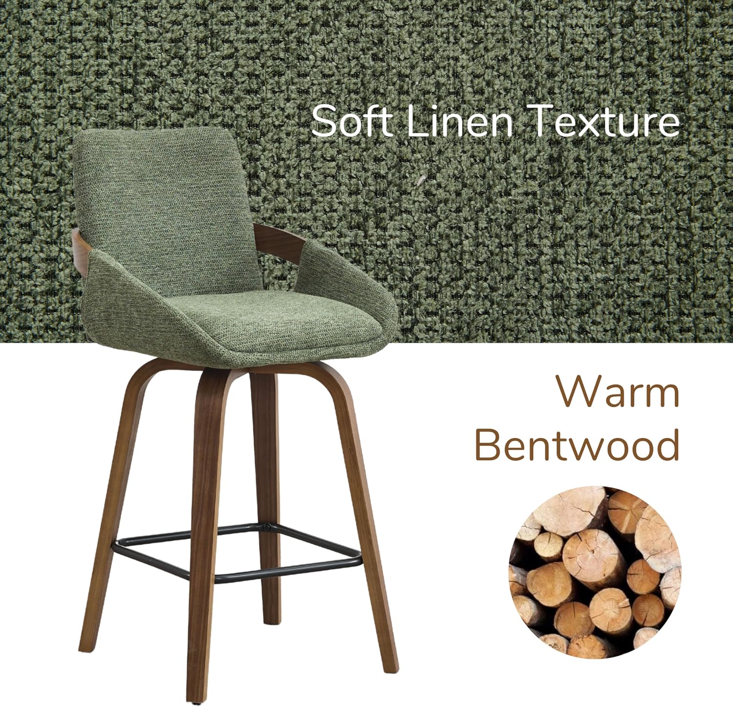 Moss Green Bentwood Swivel Counter Stools Set of 2