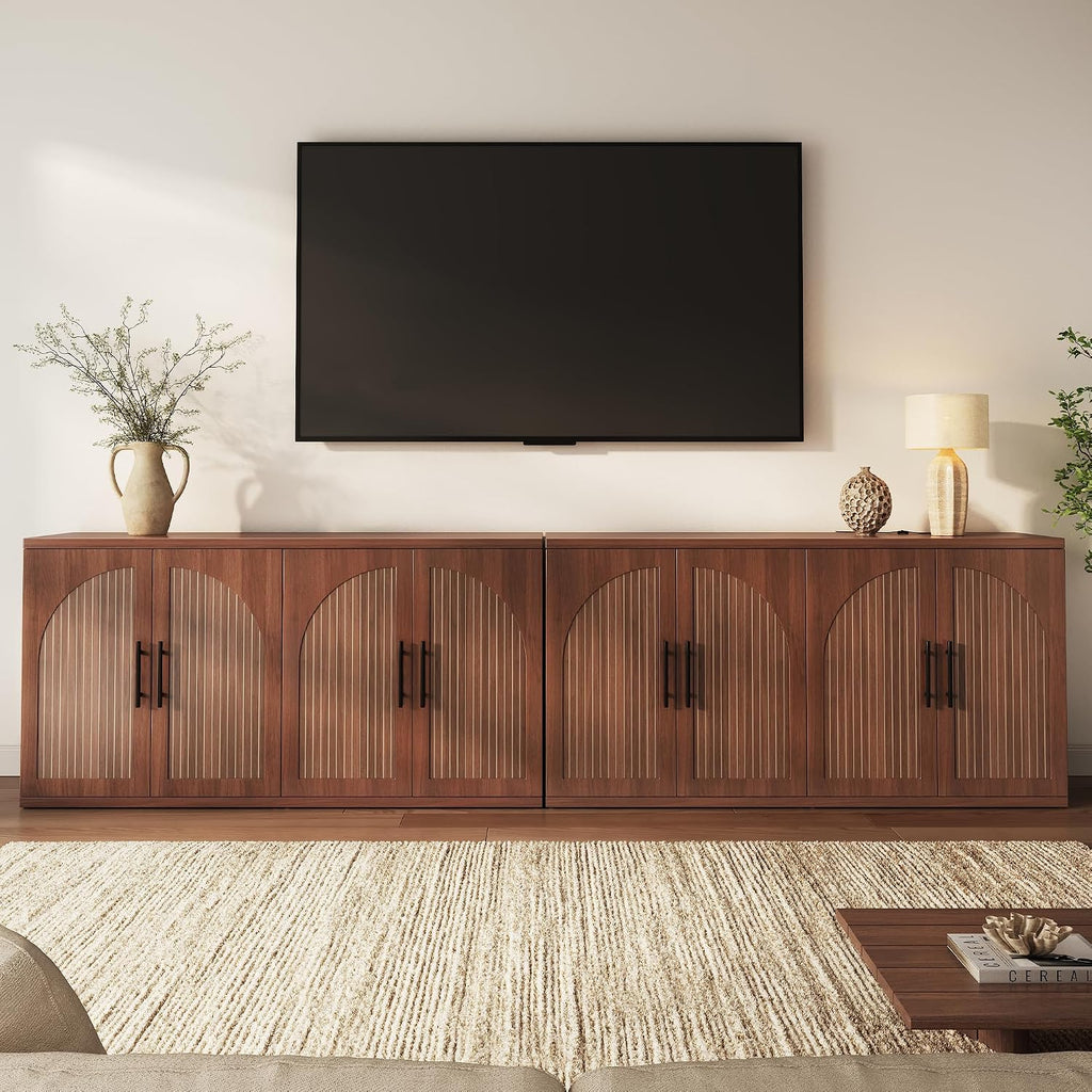 Walnut Fluted Arched Sideboard Cabinet